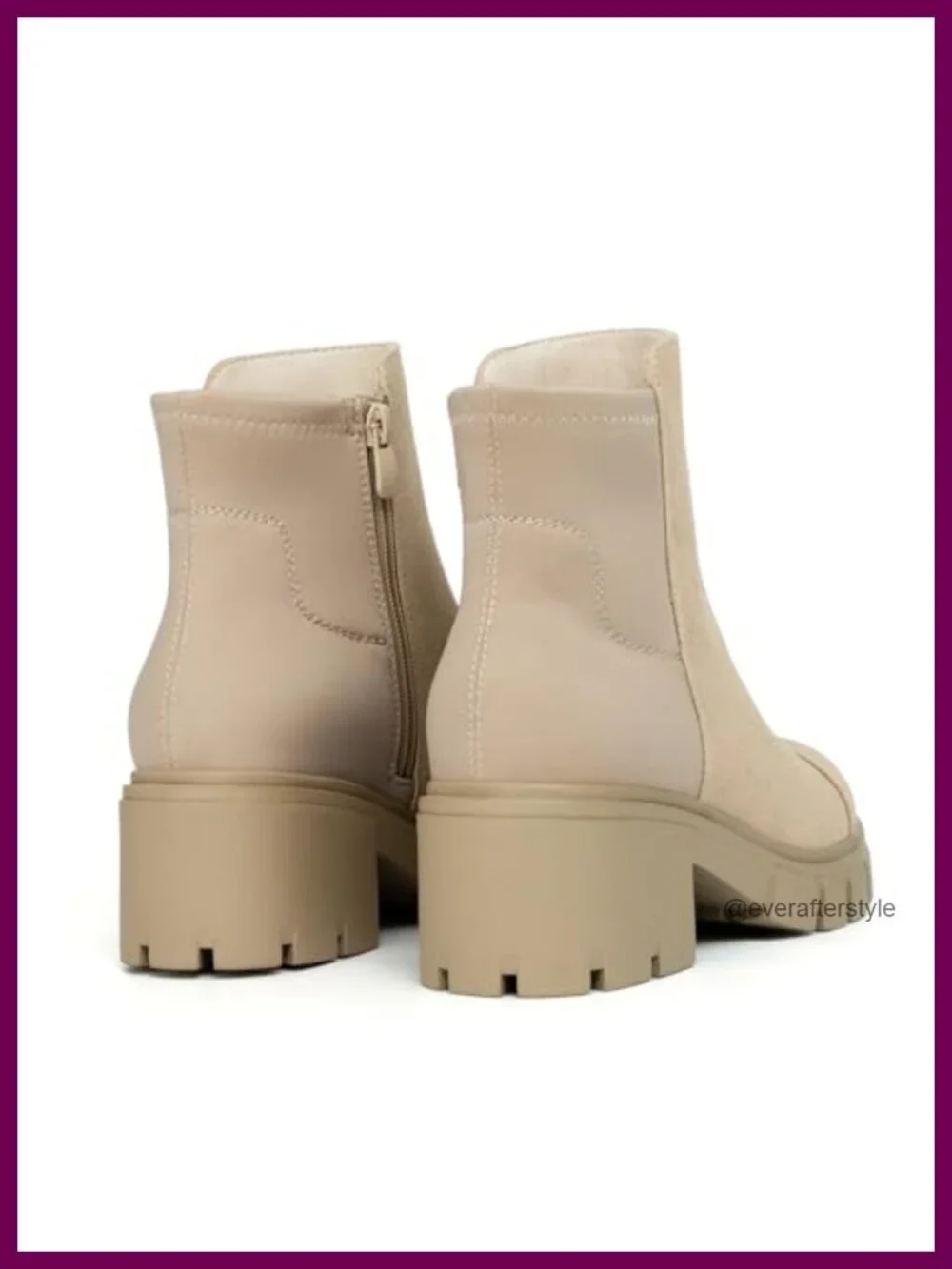 Platform Lug Sole Chunky Heel Chelsea Booties with Side Zipper